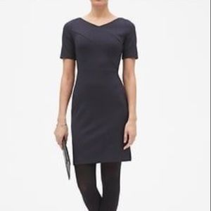 BANANA REPUBLIC Navy Pindot Sheath Dress